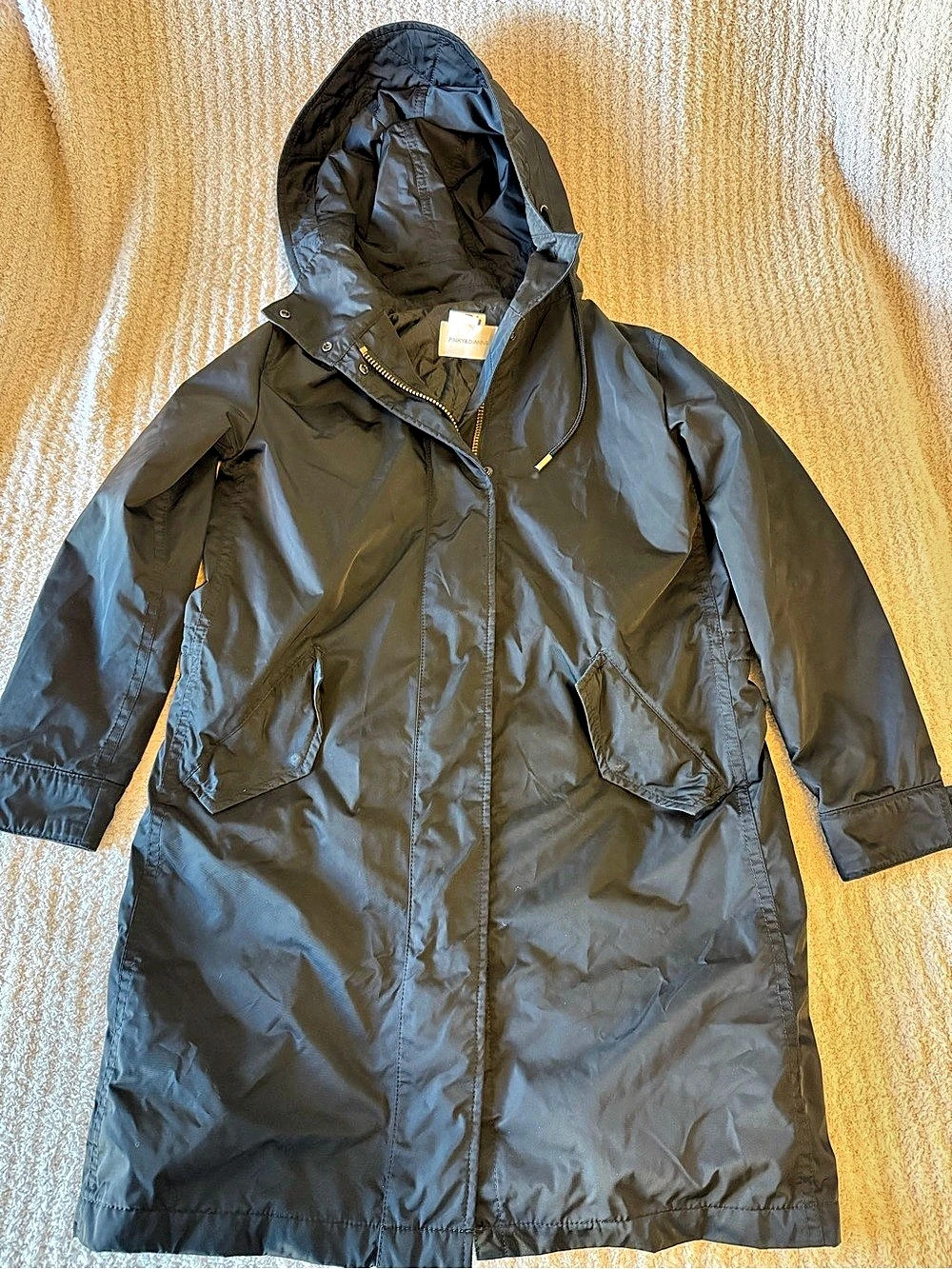 Pinky&Dianne Black Hooded Trench Coat Size 34
